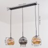 Ripoll Hanglamp, Kogellampje, Hanglamp Amber, Rookkleurig, 3-lichts