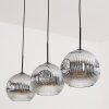 Ripoll Hanglamp, Kogellampje, Hanglamp Chroom, Duidelijk, Rookkleurig, 3-lichts