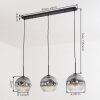 Ripoll Hanglamp, Kogellampje, Hanglamp Duidelijk, Rookkleurig, 3-lichts