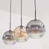 Ripoll Hanglamp, Kogellampje, Hanglamp Amber, Duidelijk, Rookkleurig, 3-lichts