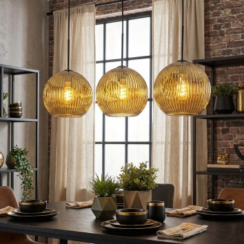 Ripoll Hanglamp, Kogellampje, Hanglamp Goud, 3-lichts
