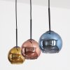 Koyoto Hanglamp, Kogellampje, Hanglamp Blauw, Goud, Koperkleurig, 3-lichts