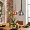 Koyoto Hanglamp, Kogellampje, Hanglamp Blauw, Groen, Koperkleurig, 3-lichts