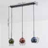 Koyoto Hanglamp, Kogellampje, Hanglamp Blauw, Groen, Koperkleurig, 3-lichts