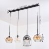 Ripoll Hanglamp, Kogellampje, Hanglamp Amber, Duidelijk, Rookkleurig, 4-lichts