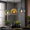 Koyoto Hanglamp, Kogellampje, Hanglamp Blauw, Goud, Groen, Duidelijk, 3-lichts