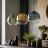 Koyoto Hanglamp, Kogellampje, Hanglamp Blauw, Goud, Groen, Duidelijk, 3-lichts