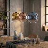 Koyoto Hanglamp, Kogellampje, Hanglamp Blauw, Goud, Duidelijk, Koperkleurig, 3-lichts