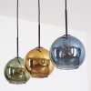 Koyoto Hanglamp, Kogellampje, Hanglamp Blauw, Goud, Groen, 3-lichts