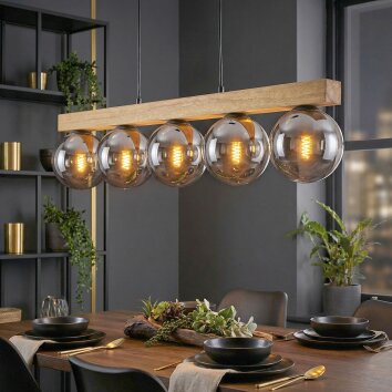 Gastor Hanglamp, Kogellampje, Hanglamp Natuurlijke kleuren, Zwart, 5-lichts