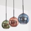 Koyoto Hanglamp, Kogellampje, Hanglamp Blauw, Groen, Koperkleurig, 3-lichts