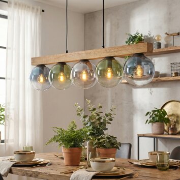 Gastor Hanglamp, Kogellampje, Hanglamp Natuurlijke kleuren, Zwart, 5-lichts