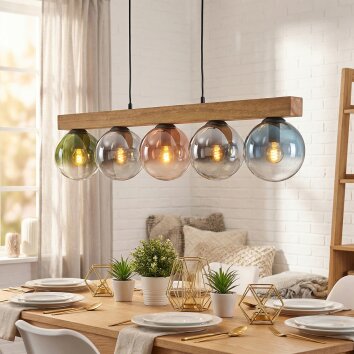 Gastor Hanglamp, Kogellampje, Hanglamp Natuurlijke kleuren, Zwart, 5-lichts