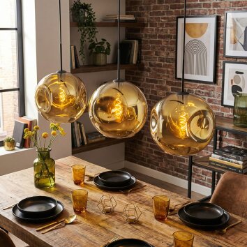 Ripoll Hanglamp, Kogellampje, Hanglamp Goud, 3-lichts