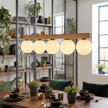 Gastor Hanglamp, Kogellampje, Hanglamp Natuurlijke kleuren, Zwart, 5-lichts