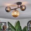 Chehalis Plafondlamp, Kogellampje Amber, Chroom, Rookkleurig, 3-lichts