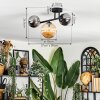 Chehalis Plafondlamp, Kogellampje Amber, Chroom, Rookkleurig, 3-lichts