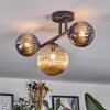 Chehalis Plafondlamp, Kogellampje Amber, Chroom, Rookkleurig, 3-lichts