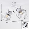 Barakaldo Plafondlamp Chroom, Wit, 2-lichts