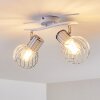 Barakaldo Plafondlamp Chroom, Wit, 2-lichts