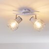 Barakaldo Plafondlamp Chroom, Wit, 2-lichts
