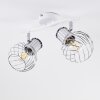 Barakaldo Plafondlamp Chroom, Wit, 2-lichts