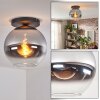 Koyoto Plafondlamp, Kogellampje 30 cm Chroom, Duidelijk, Rookkleurig, 1-licht
