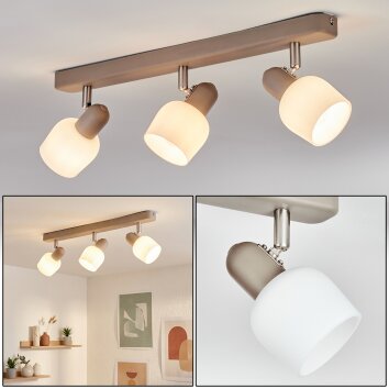 Sivol Plafondlamp, Plafondspot Nikkel mat, Zandkleurig, 3-lichts