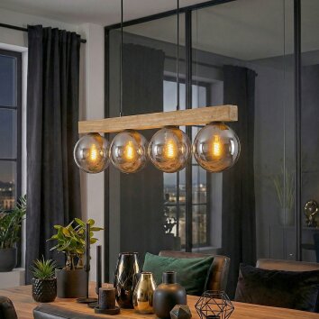 Gastor Hanglamp, Kogellampje, Hanglamp Natuurlijke kleuren, Zwart, 4-lichts