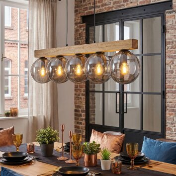Gastor Hanglamp, Kogellampje, Hanglamp Natuurlijke kleuren, Zwart, 5-lichts