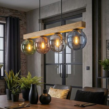 Gastor Hanglamp, Kogellampje, Hanglamp Natuurlijke kleuren, Zwart, 4-lichts