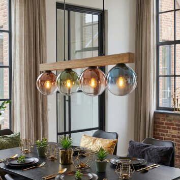 Gastor Hanglamp, Kogellampje, Hanglamp Natuurlijke kleuren, Zwart, 4-lichts