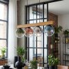 Gastor Hanglamp, Kogellampje, Hanglamp Natuurlijke kleuren, Zwart, 4-lichts