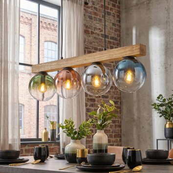 Gastor Hanglamp, Kogellampje, Hanglamp Natuurlijke kleuren, Zwart, 4-lichts