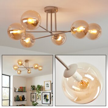 Gastor Plafondlamp, Kogellampje 80 cm Zandkleurig, 6-lichts