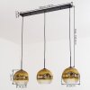 Ripoll Hanglamp, Kogellampje, Hanglamp Goud, Duidelijk, 3-lichts