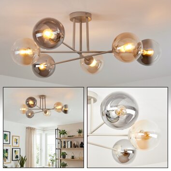 Gastor Plafondlamp, Kogellampje 80 cm Zandkleurig, 6-lichts