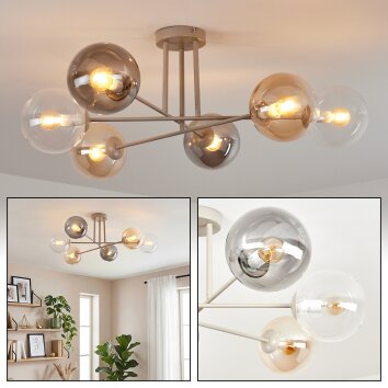 Gastor Plafondlamp, Kogellampje 80 cm Zandkleurig, 6-lichts