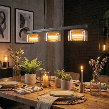 Folar Hanglamp, Hanglamp LED Zwart, 3-lichts