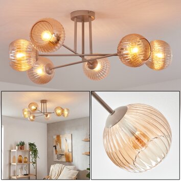 Koyoto Plafondlamp, Kogellampje 78 cm Zandkleurig, 6-lichts