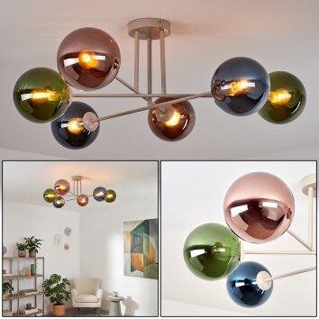Gastor Plafondlamp, Kogellampje 80 cm Zandkleurig, 6-lichts