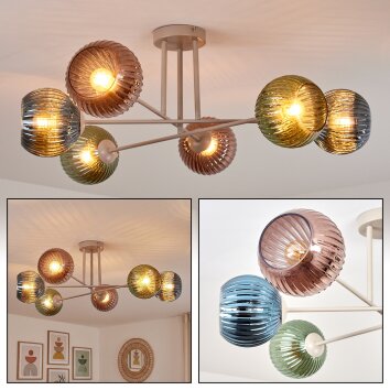 Koyoto Plafondlamp, Kogellampje 78 cm Zandkleurig, 6-lichts