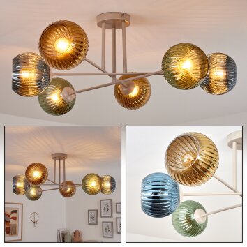Koyoto Plafondlamp, Kogellampje 78 cm Zandkleurig, 6-lichts