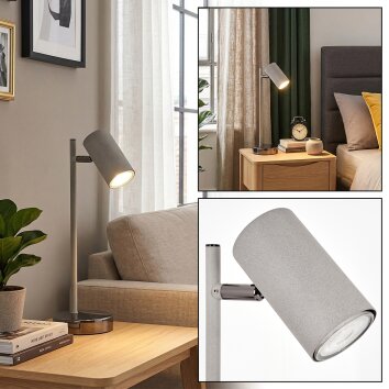 Javel Bureaulamp, Tafellamp LED Chroom, Grijs, 1-licht