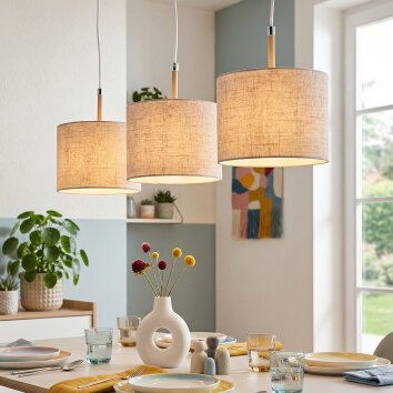Ganik Hanglamp, Hanglamp Chroom, Zandkleurig, 3-lichts