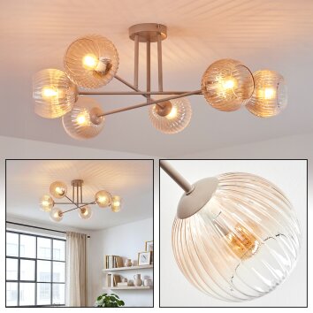 Koyoto Plafondlamp, Kogellampje 78 cm Zandkleurig, 6-lichts