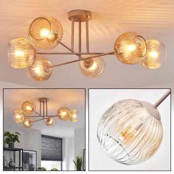 Ripoll Plafondlamp, Kogellampje Zandkleurig, 6-lichts