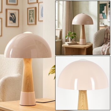 Paddenstoel look  Forgek Tafellamp Champagne, houtlook, 1-licht