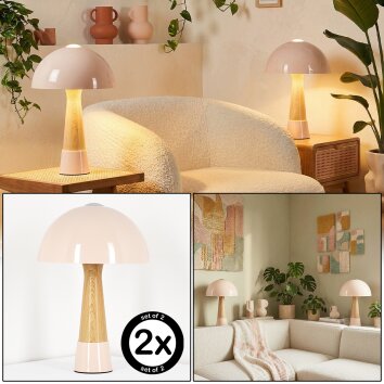 Paddestoel lamp  Forgek Tafellamp Champagne, houtlook, 1-licht