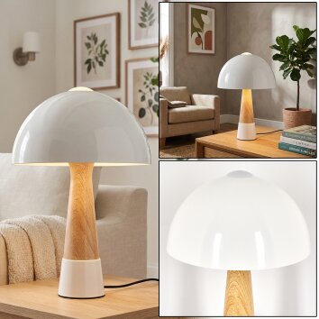 Forgek Tafellamp houtlook, Zandkleurig, 1-licht